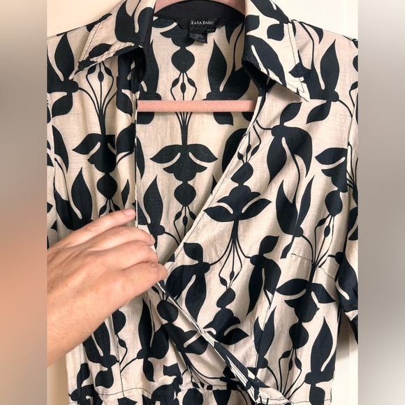 Zara silk cotton floral maxi dress, Large, with wrap around belt. Feminine Chic - Picture 4 of 14